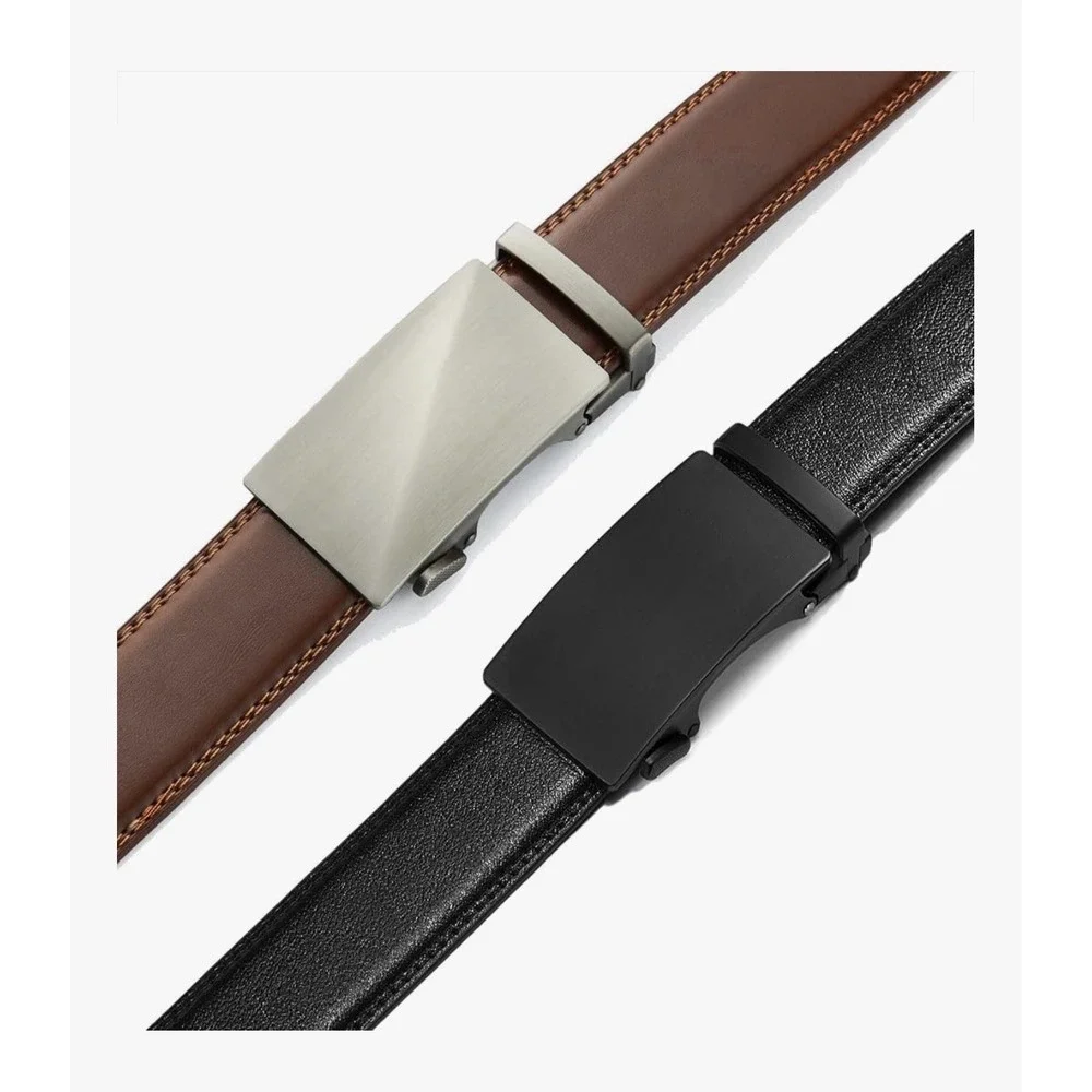 Leather Ratchet Belt Men‎ 2 Pack - Customizable Fit, Effortless Style (35mm)